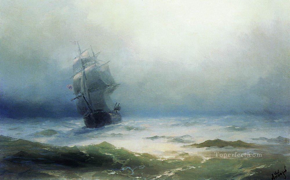 the tempest 1899 Romantic Ivan Aivazovsky Russian Oil Paintings